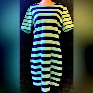 ALEX MARIE Navy & Seafoam Blue Striped Dress, Size XL, Brand New without Tags